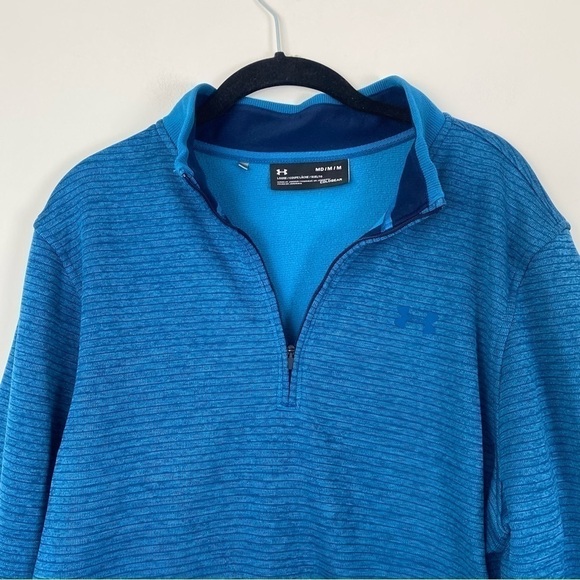 UA UNDER ARMOUR MEN’S Coldgear Loose a fit along Sleeve 1/4 Zip Polo Shirt Med - Picture 2 of 5